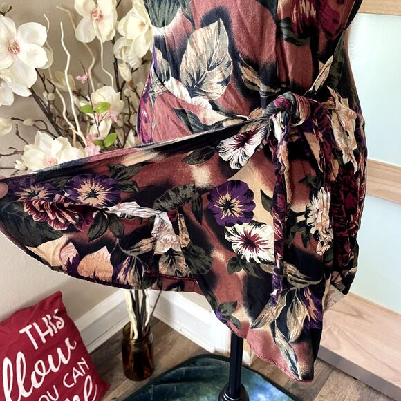 Knapp Studio Women Floral Casual Fall Autumn Colors Woman Wrap Mini Dress - Picture 3 of 14